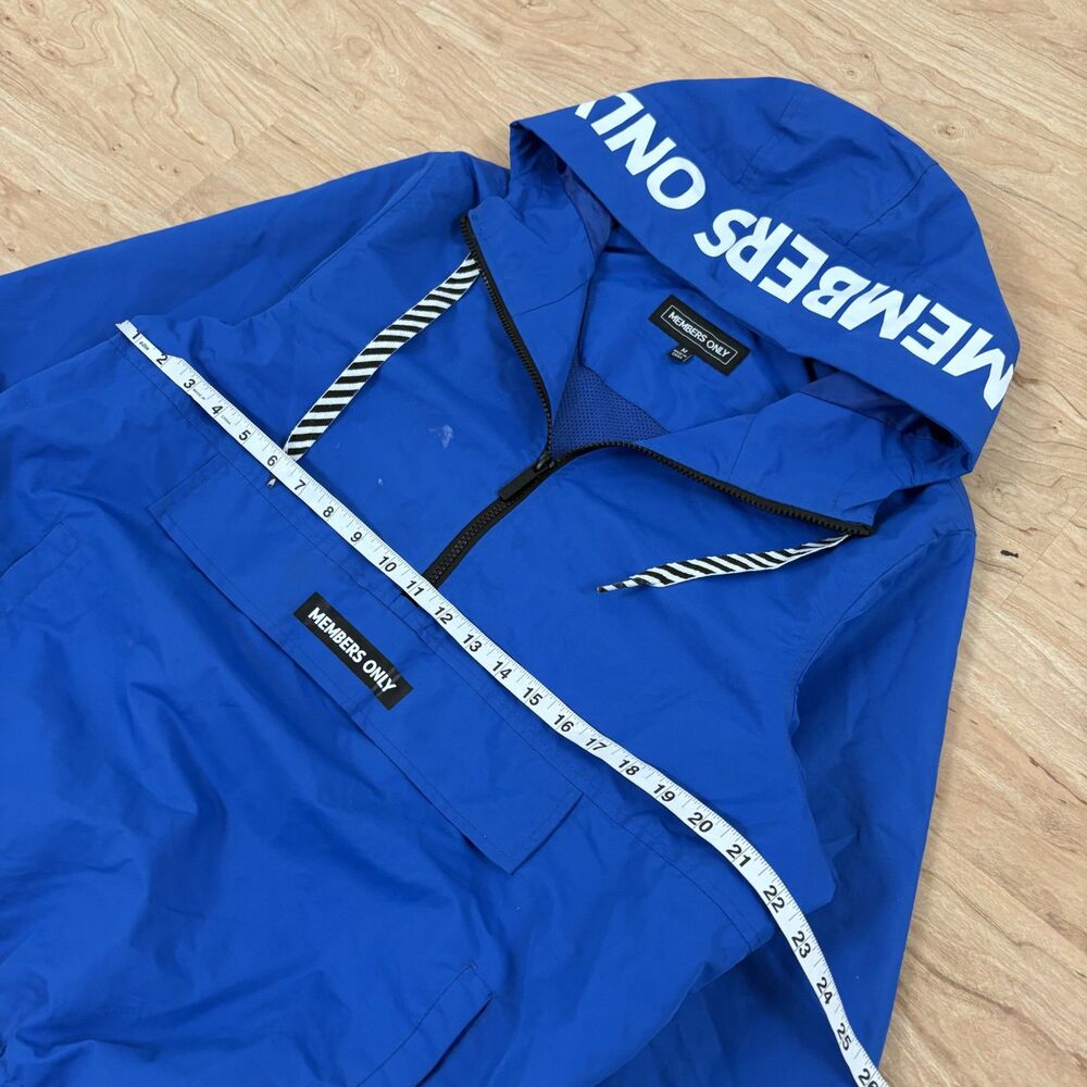 Members Only Blue Hooded Pullover Windbreaker Jacket Men's M Streetwear
